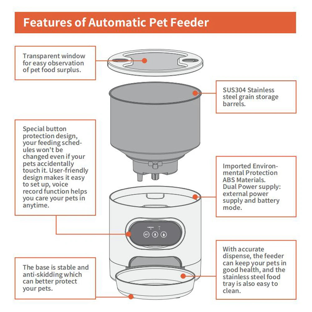 Smart APP Pet Feeder Cat And Dog Food Automatic Dispenser