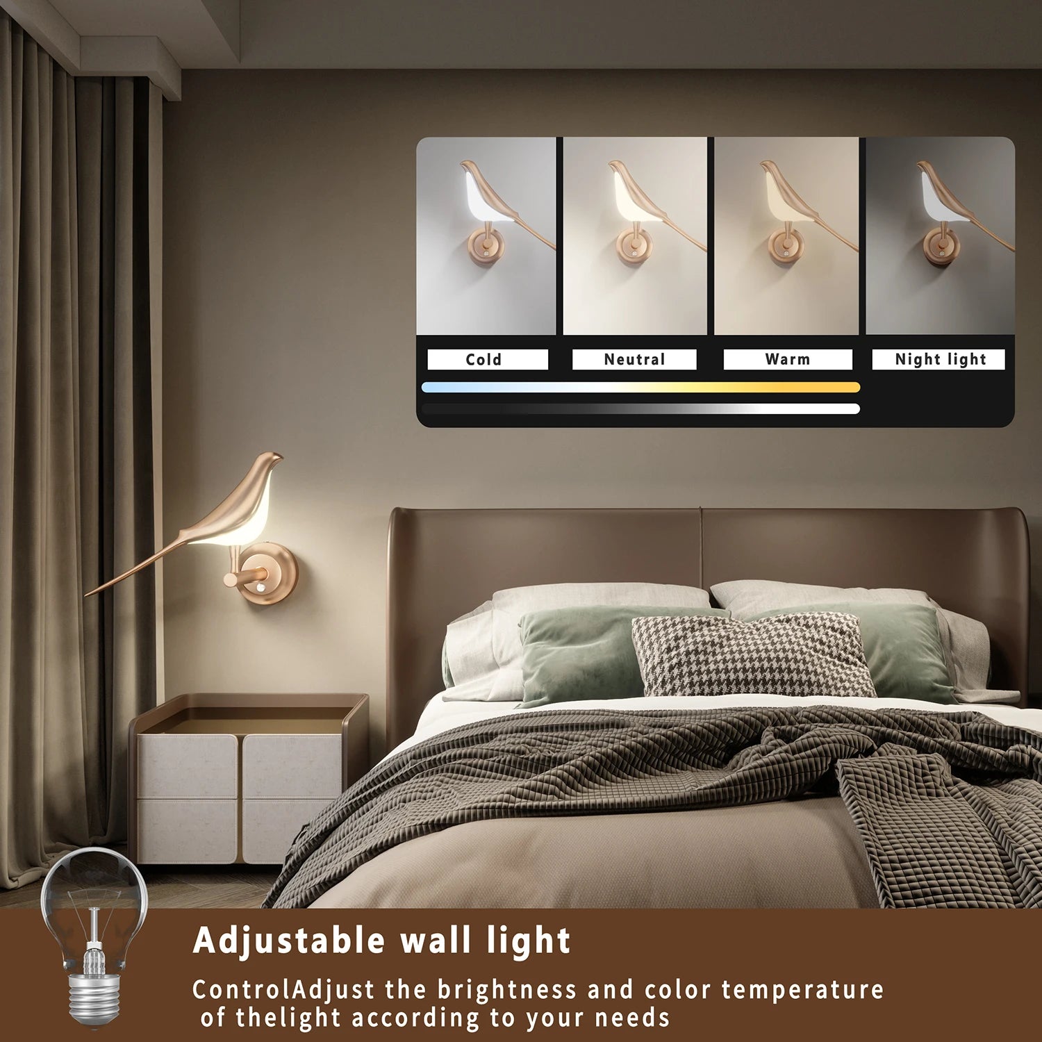 Nordic Modern led Wall Lamps Golden Bird