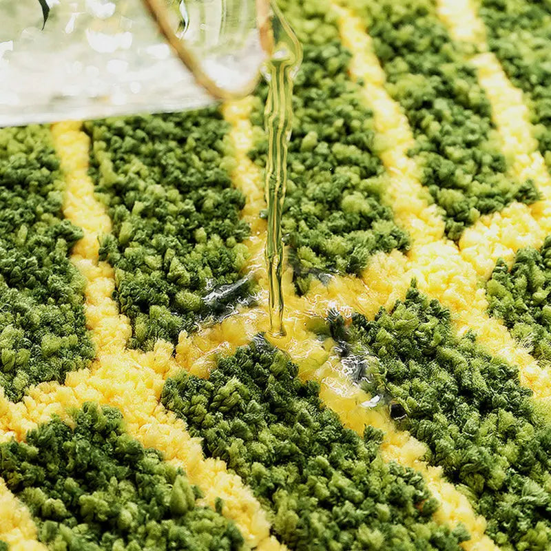 Green Leaf Shape Bath Mat Soft Tufted Bedroom Area Rug