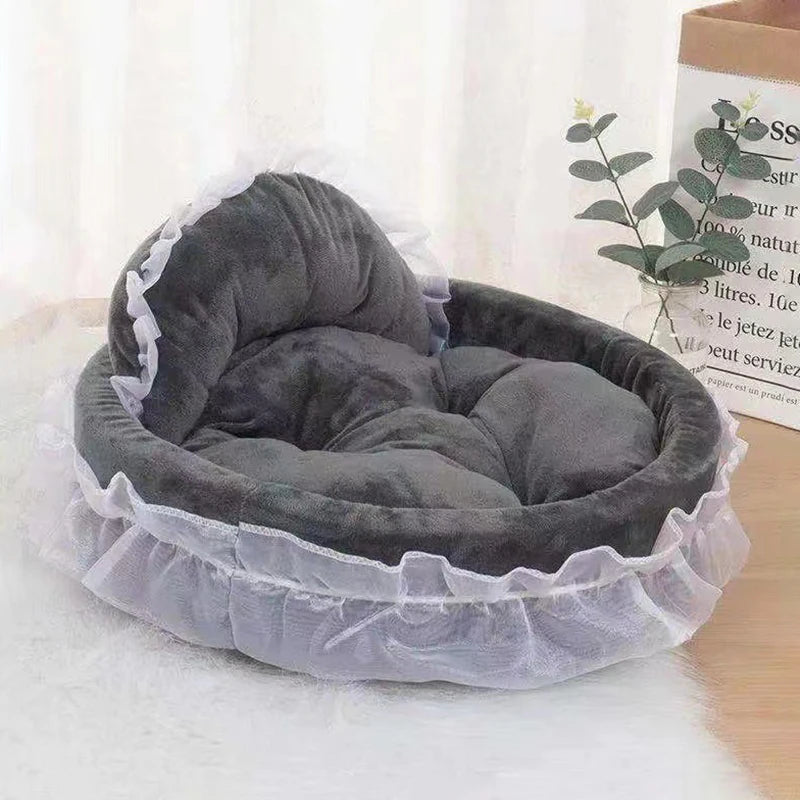 Cute Bow Lace Dog Bed Small Puppy