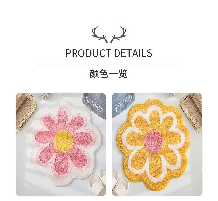 Flower Rug Super Soft Flocking Plush Floor Rug