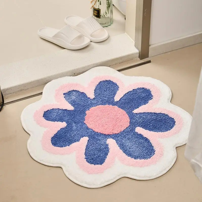 Flower Rug Super Soft Flocking Plush Floor Rug