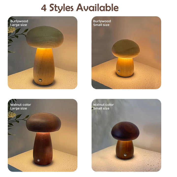 INS Wooden Creative Mushroom Night Light