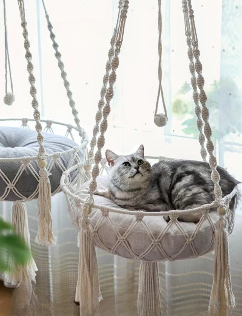 New Pet Hammock Cat Swing Hand Woven Cotton Rope Cat