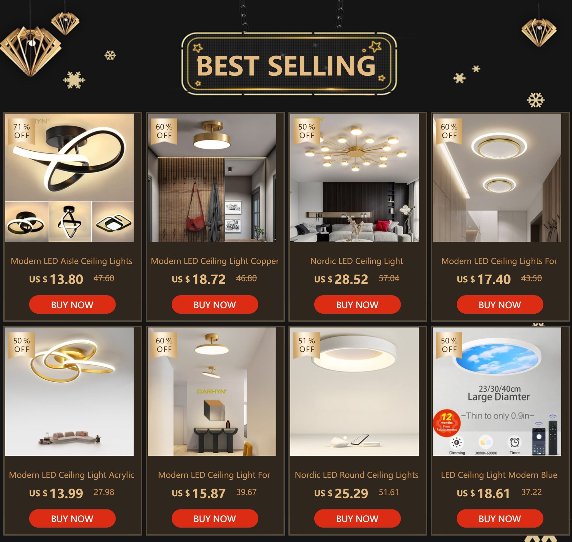 LED Strip Aisle Ceiling Lights