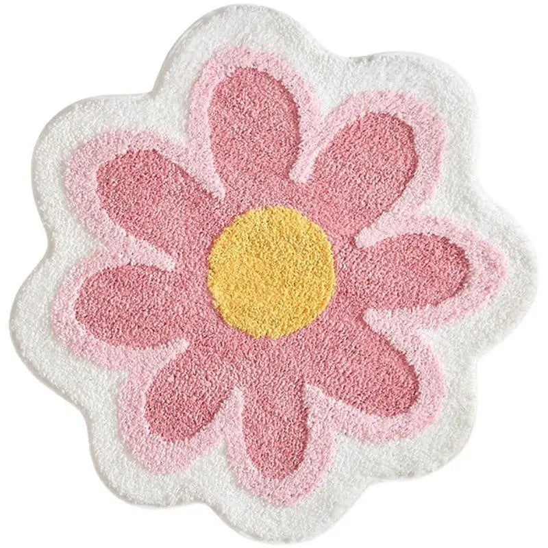 Flower Rug Super Soft Flocking Plush Floor Rug