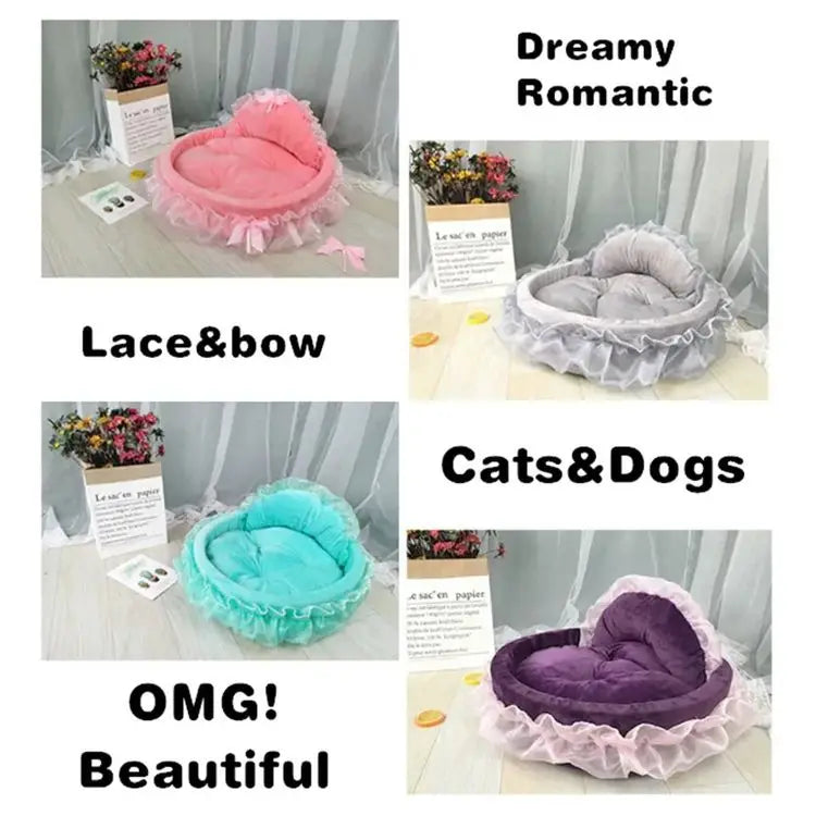 Cute Bow Lace Dog Bed Small Puppy