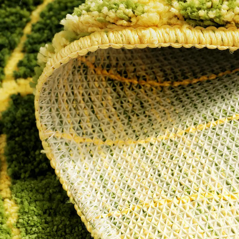 Green Leaf Shape Bath Mat Soft Tufted Bedroom Area Rug