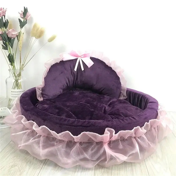 Cute Bow Lace Dog Bed Small Puppy