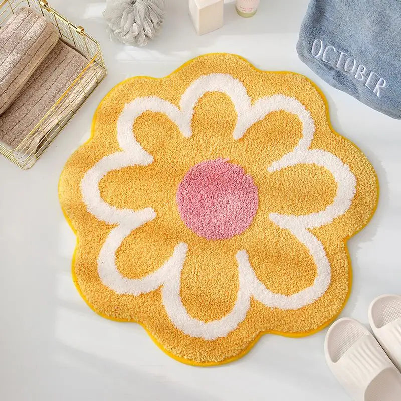 Flower Rug Super Soft Flocking Plush Floor Rug