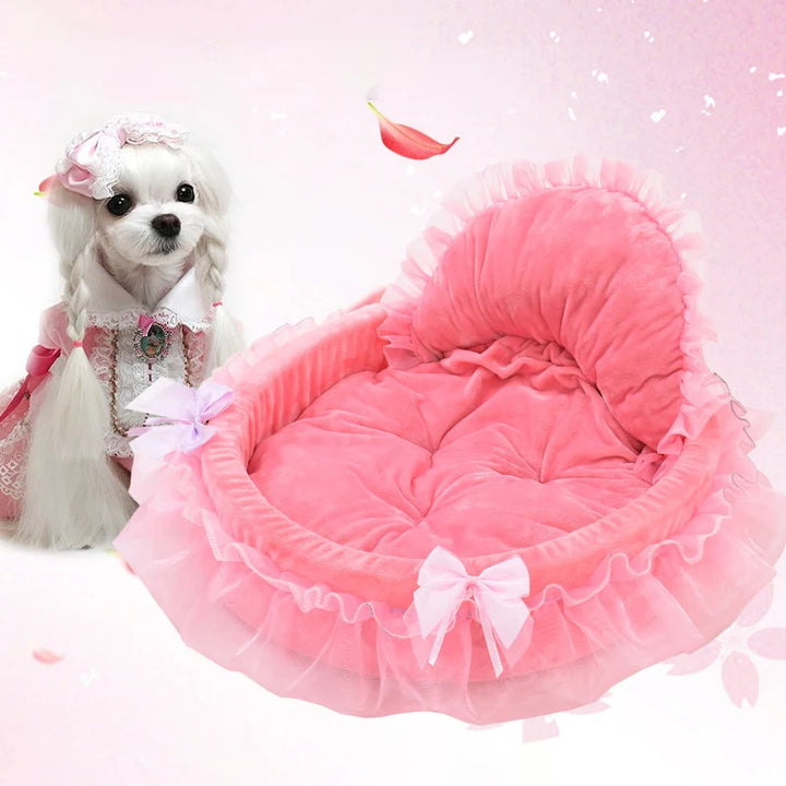 Cute Bow Lace Dog Bed Small Puppy