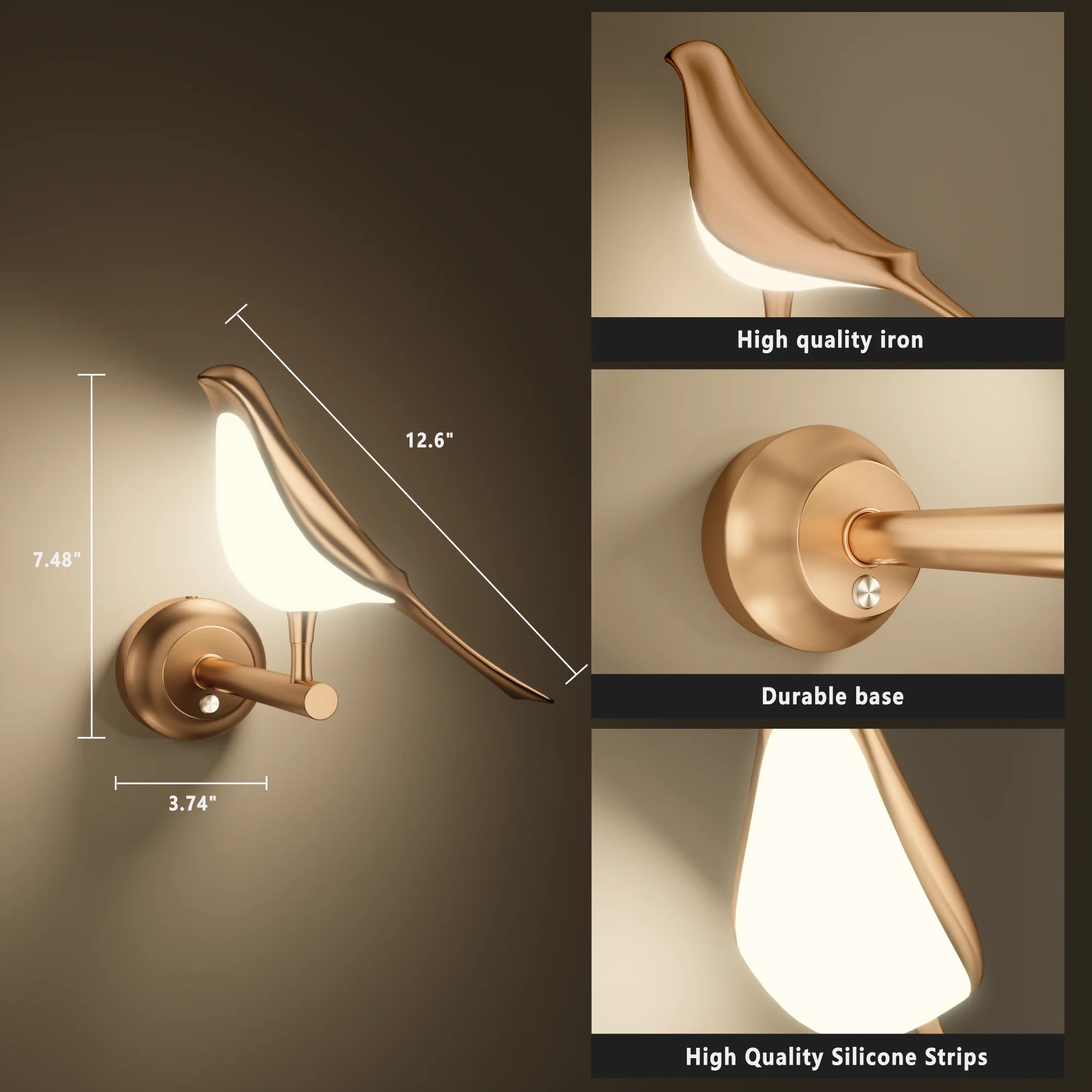 Nordic Modern led Wall Lamps Golden Bird