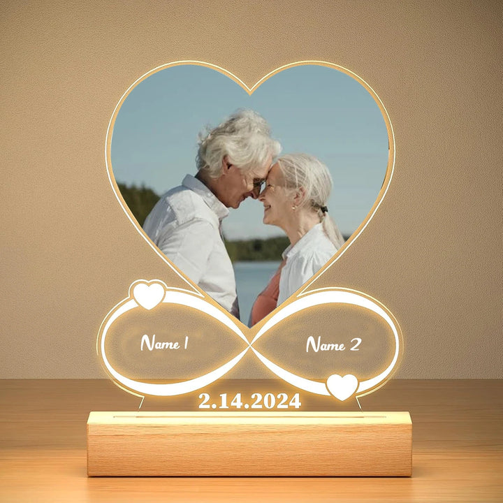 Custom Couples Gifts Acrylic Plaque Picture Frame Personalized Acrylic Lamp Photo with Night Light Anniversary Wedding Gifts