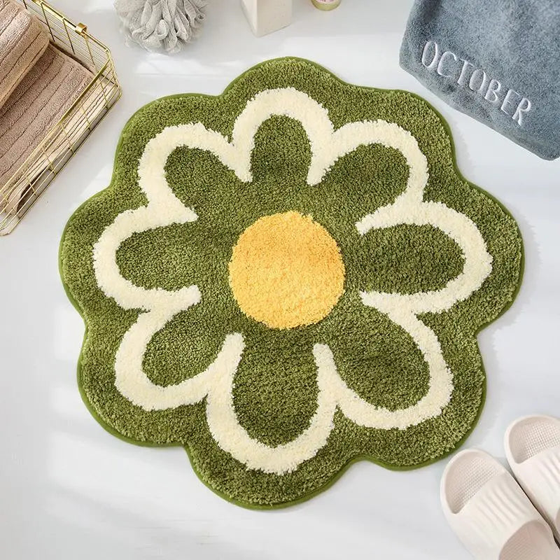 Flower Rug Super Soft Flocking Plush Floor Rug