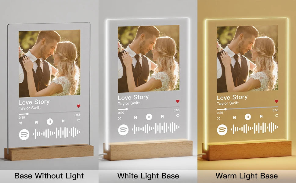 Custom Couples Gifts Acrylic Plaque Picture Frame Personalized Acrylic Lamp Photo with Night Light Anniversary Wedding Gifts