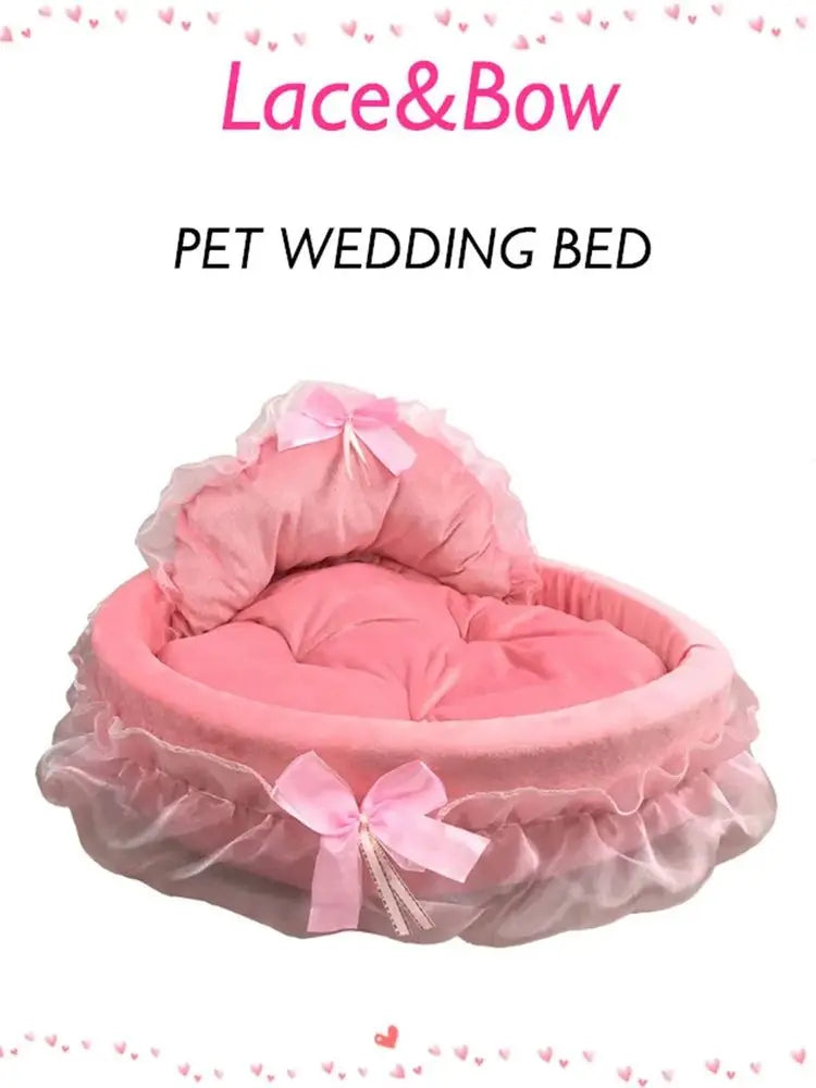 Cute Bow Lace Dog Bed Small Puppy