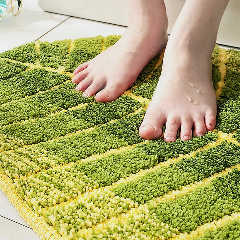 Green Leaf Shape Bath Mat Soft Tufted Bedroom Area Rug