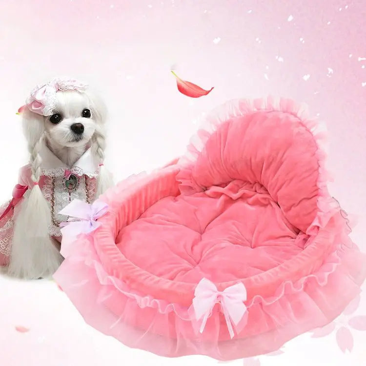 Cute Bow Lace Dog Bed Small Puppy