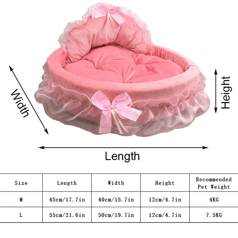 Cute Bow Lace Dog Bed Small Puppy