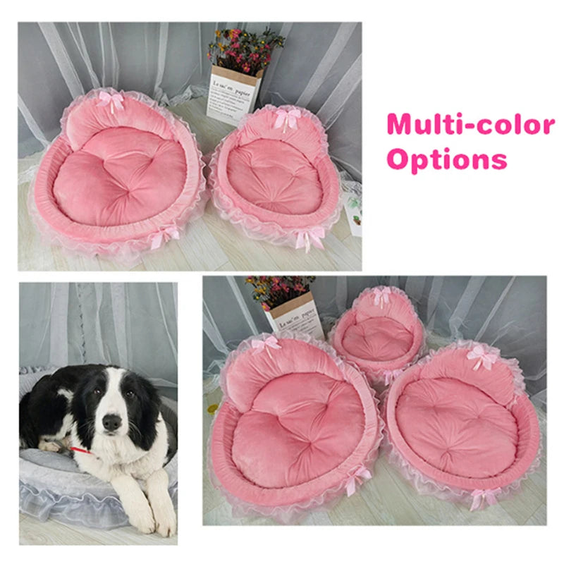 Cute Bow Lace Dog Bed Small Puppy