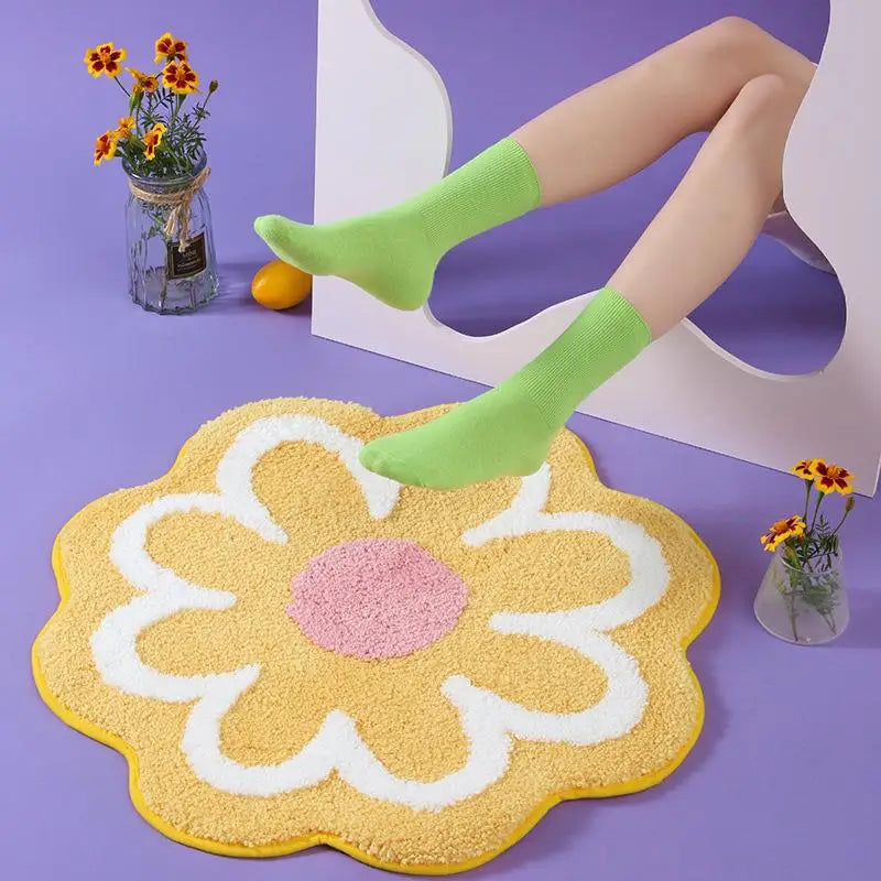 Flower Rug Super Soft Flocking Plush Floor Rug