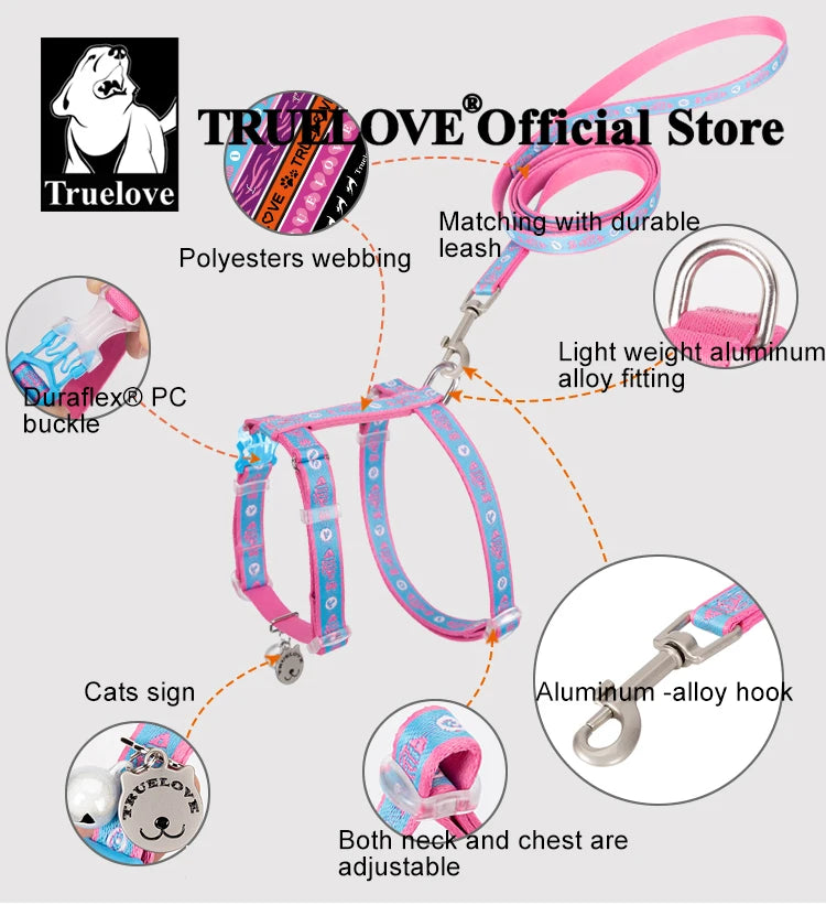 Truelove Pet Cat H-Shape Harness+Leash Set