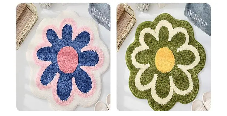 Flower Rug Super Soft Flocking Plush Floor Rug