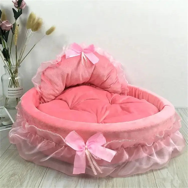 Cute Bow Lace Dog Bed Small Puppy