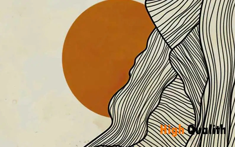 Minimalist Sun Mountain Line Abstract Wall Art,