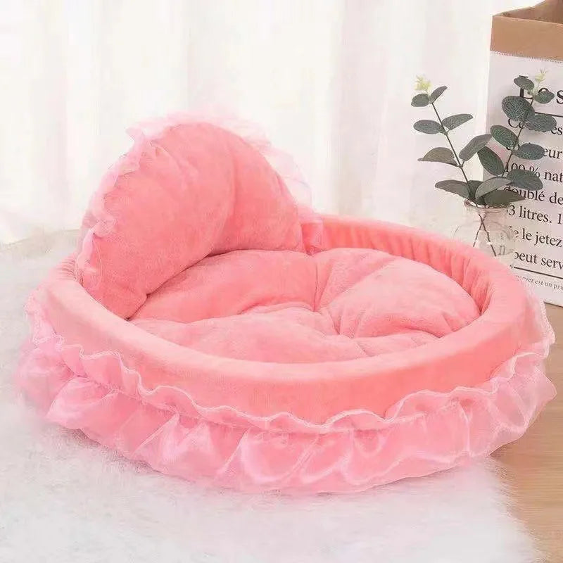 Cute Bow Lace Dog Bed Small Puppy