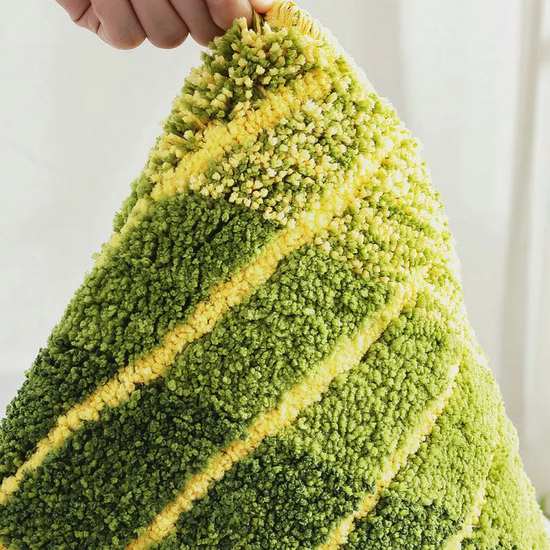 Green Leaf Shape Bath Mat Soft Tufted Bedroom Area Rug
