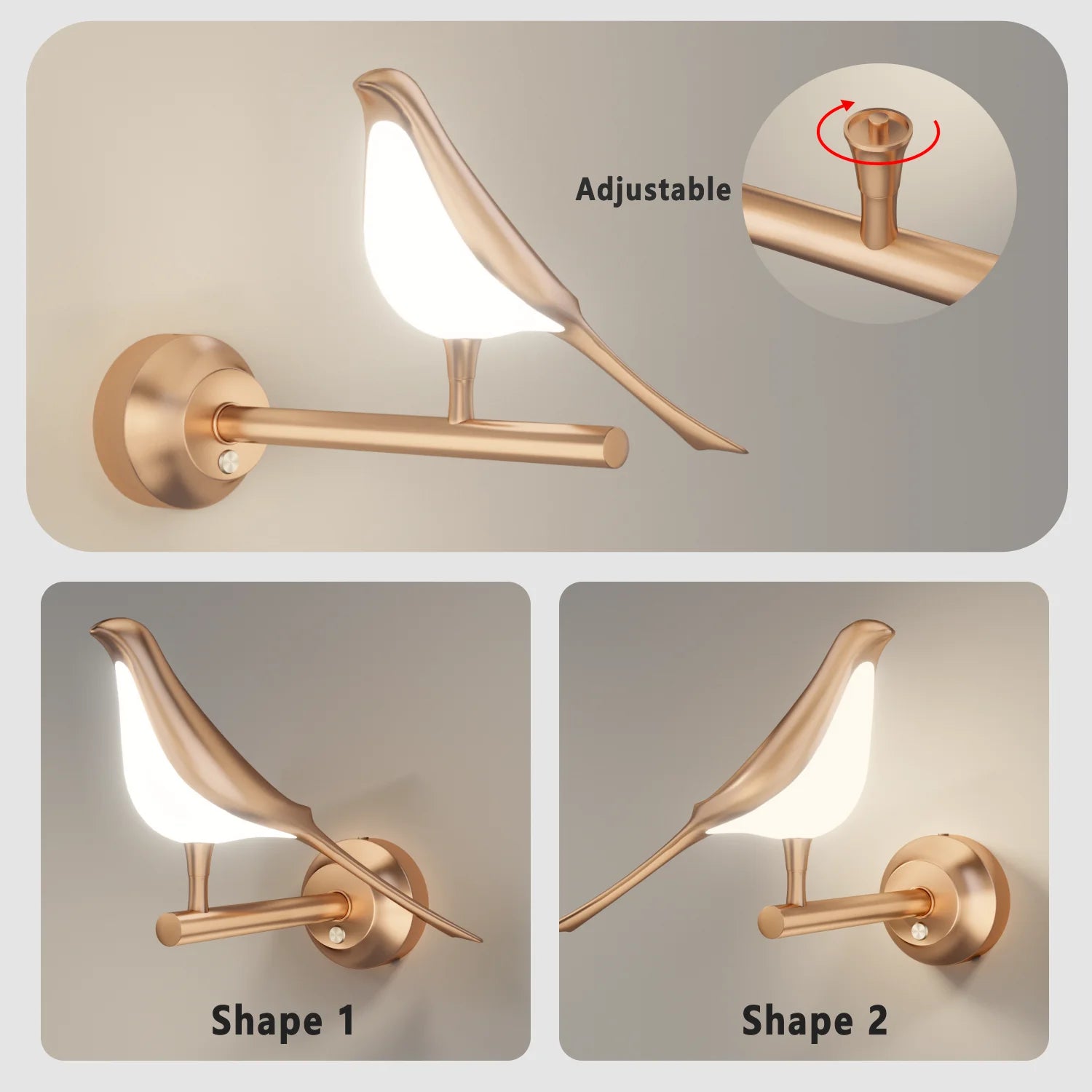 Nordic Modern led Wall Lamps Golden Bird