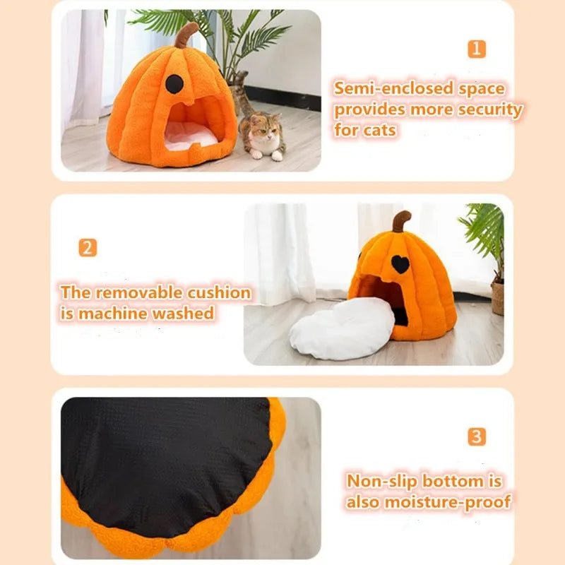Cute Pumpkin Cat Bed for Indoor Cats Cat House