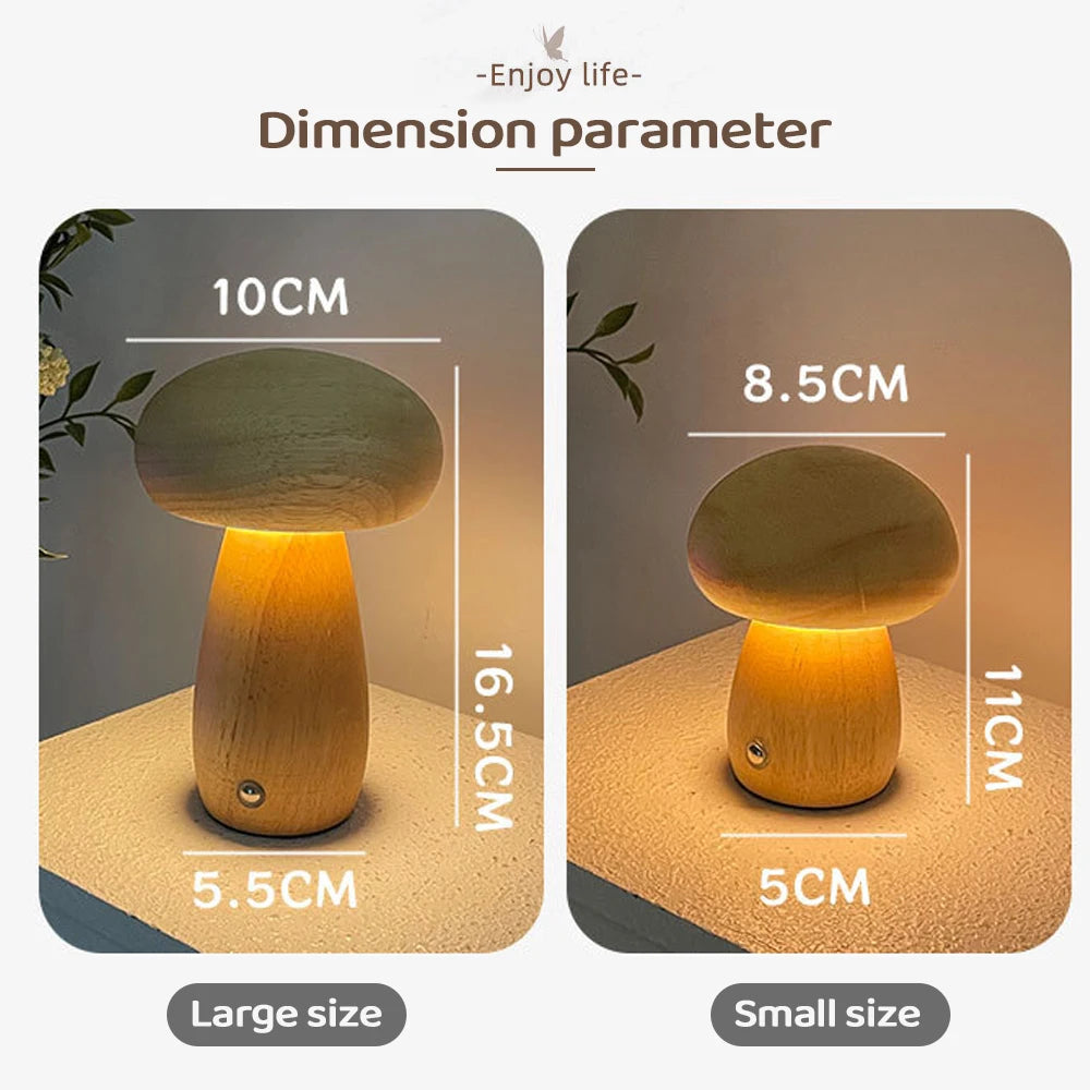 INS Wooden Creative Mushroom Night Light