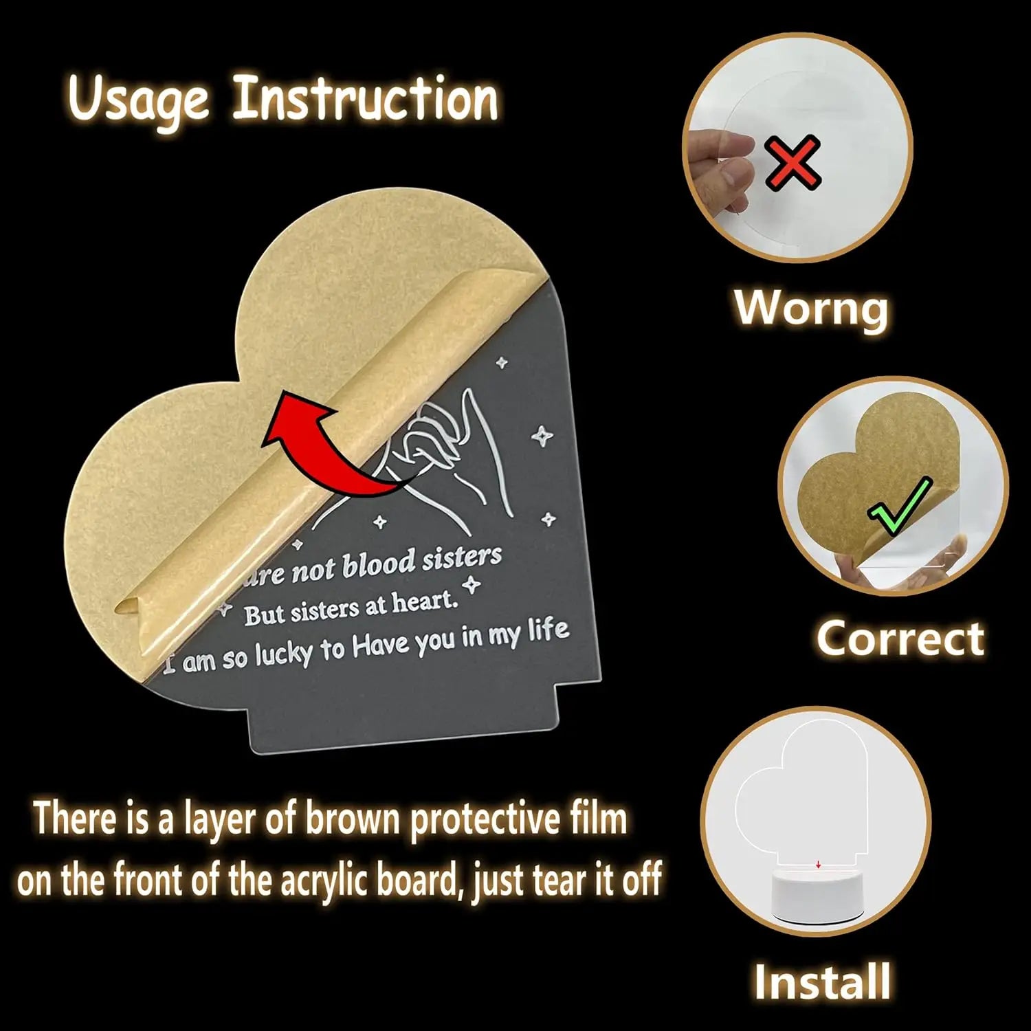 Custom Couples Gifts Acrylic Plaque Picture Frame Personalized Acrylic Lamp Photo with Night Light Anniversary Wedding Gifts